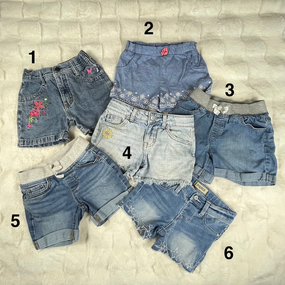 🔥Bundle 6 Pc Denim Shorts + 1 Denim Vest Girls 4/5 Gap Cat & Jack Oshkosh